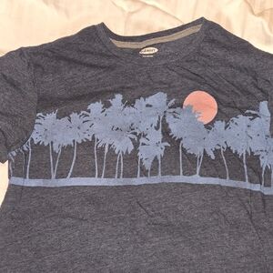 Old Navy Dark Blue Graphic Tee with Palm Trees